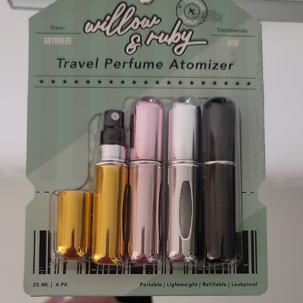 Travel Perfume Atomizer Set - Gold, Pink, Silver, Black
